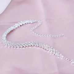 Rhinestone Beaded Tennis Chain Anklet Elastic Beach Ankle Bracelet