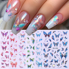 6pcs Butterfly Nail Art Stickers Self Adhesive Shimmering Decals