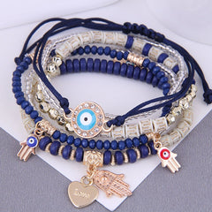 Colorful Bracelet Hand & Eye Pendant Rice Beads Bracelet For Women