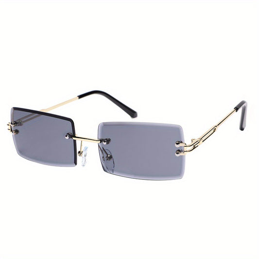 Gradient Lens Rimless Sunglasses Metal Temple UV400