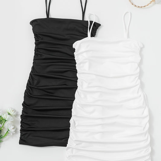2pcs Bodycon Cami Dress Set Casual for Spring & Summer Women