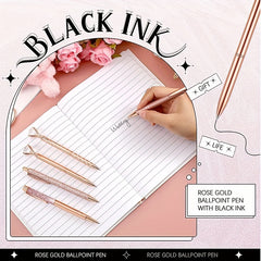 Rose Gold Ballpoint Pens with Quicksand Glitter Diamondoid