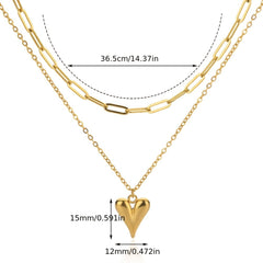 Love Stainless Steel Golden Double Layer Necklace For Couple