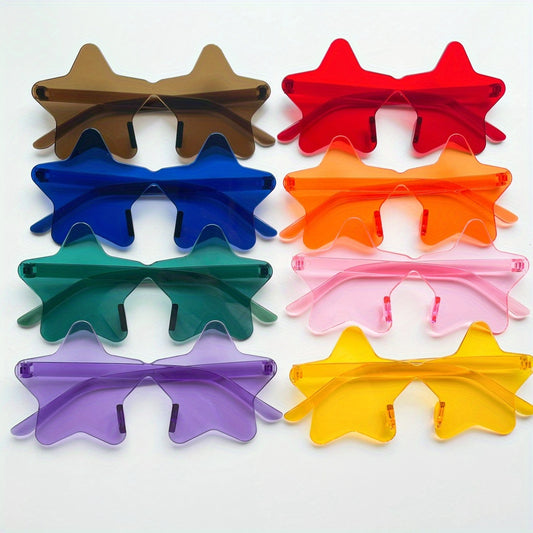 Star One piece Sunglasses Candy Rimless Decorative Glasses Party Beach