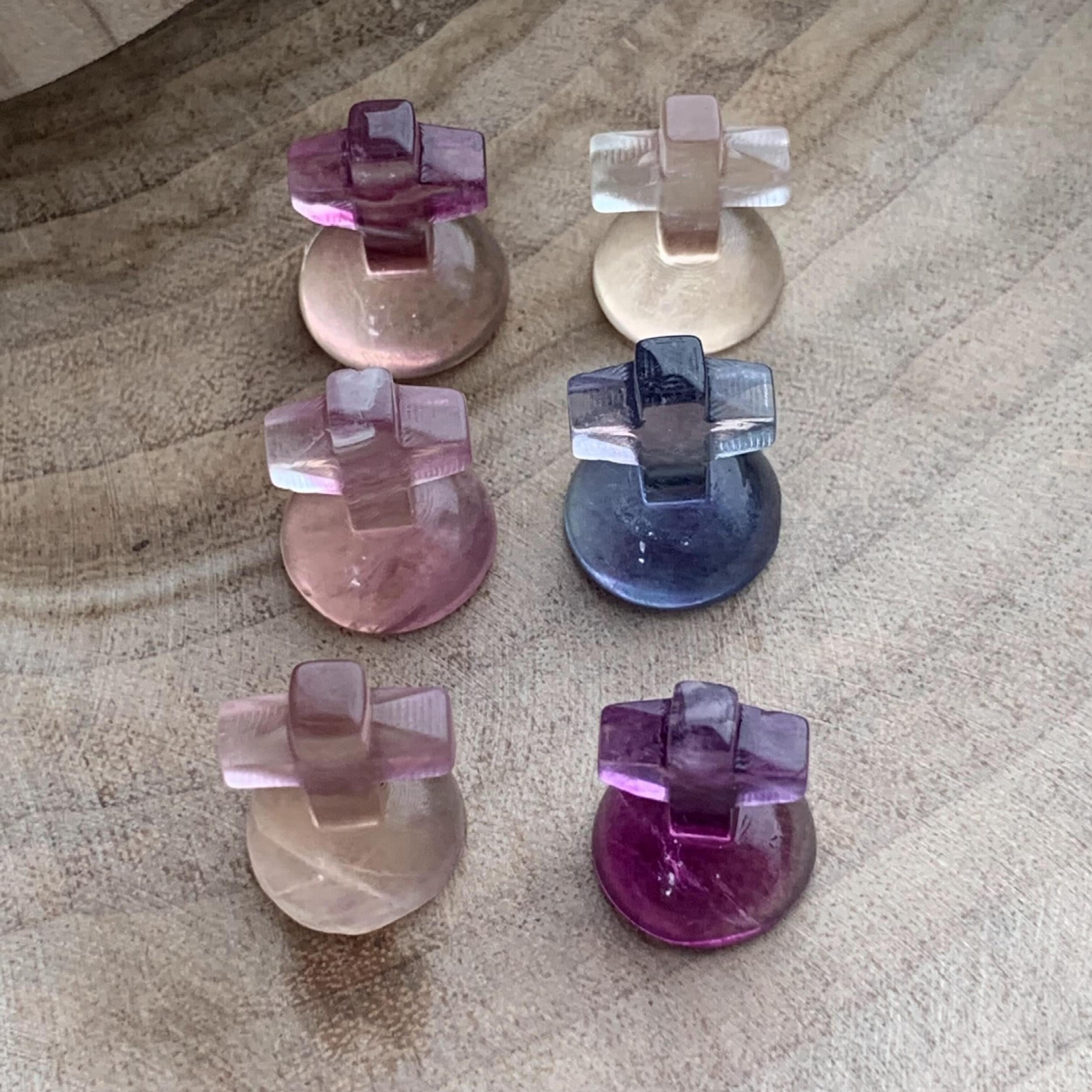 Rainbow Fluorite Gravestone Cross Carving Crystal Healing Stones