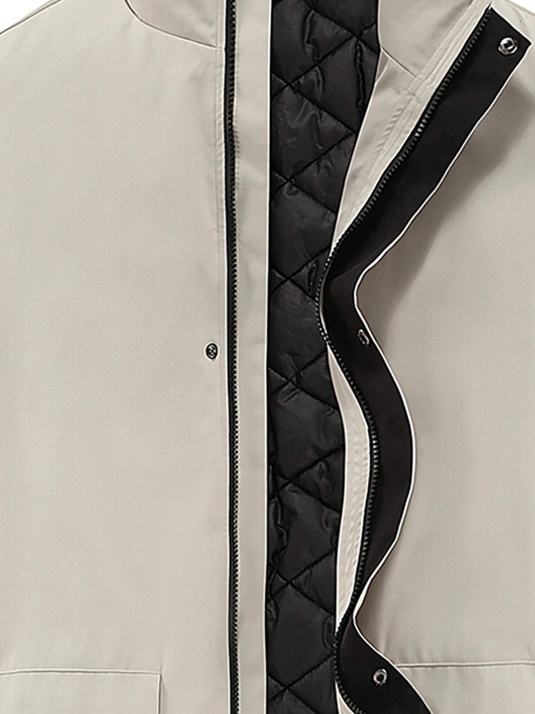 Men's Warm Flap Pocket Stand Collar Jacket