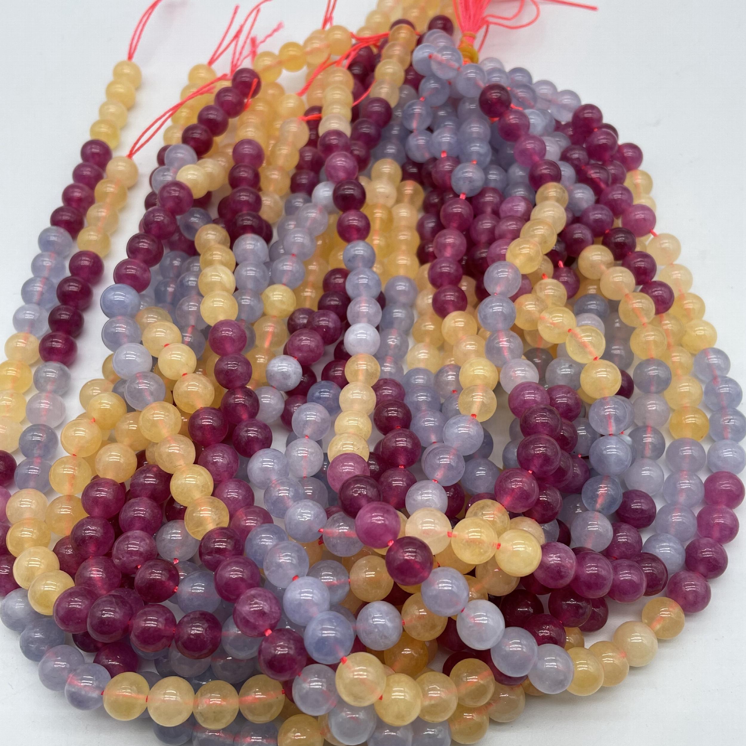 6mm Tricolor Crystal Aquamarine Citrine Pink Tourmaline Bar