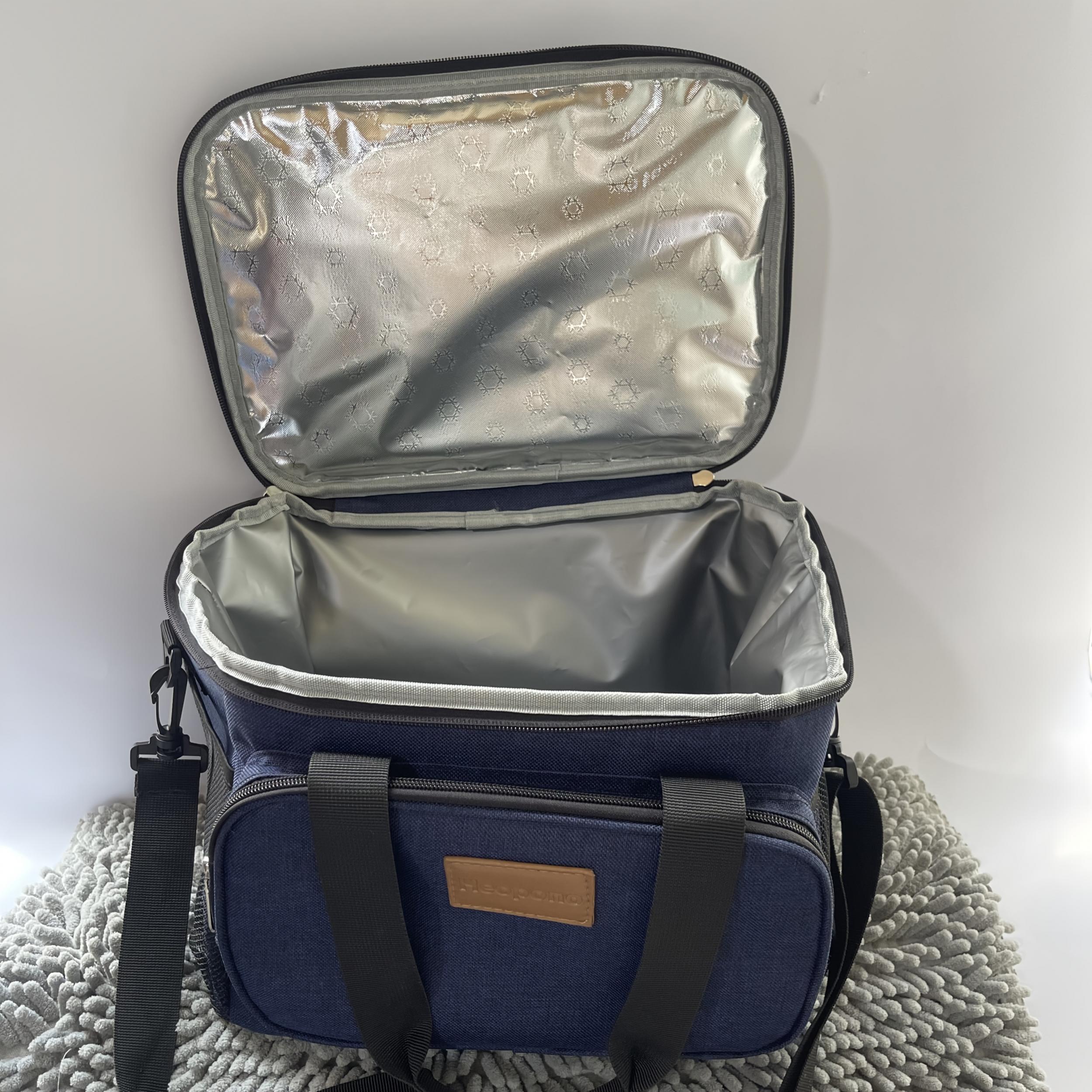 Large Capacity Insulated Lunch Bag High Oxford Fabric Dual Zipper Compartments