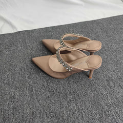 Women's Rhinestone Stiletto Heels Slip On Pumps