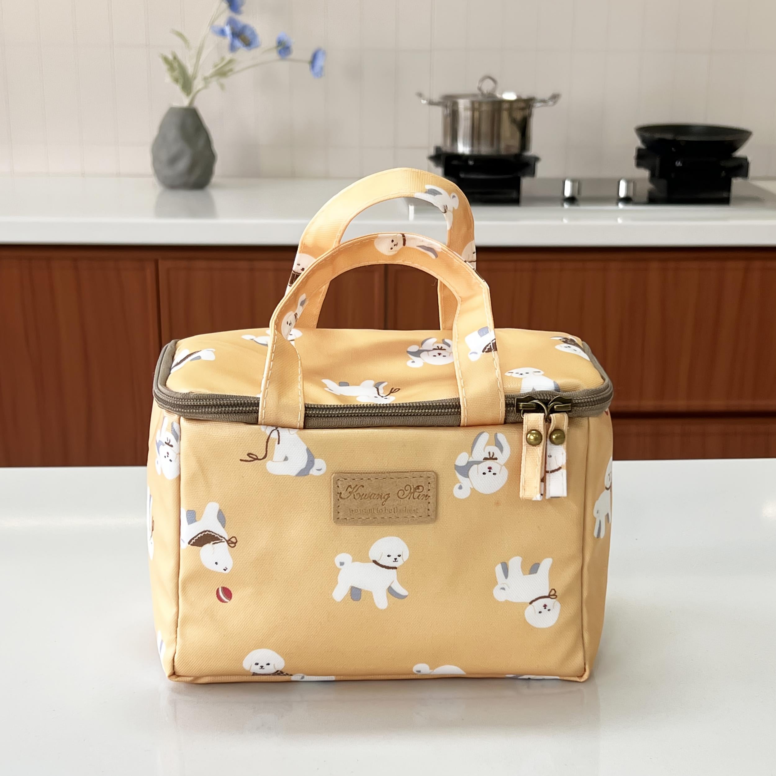 Large Capacity Insulated Lunch Bag with Joyful Dog