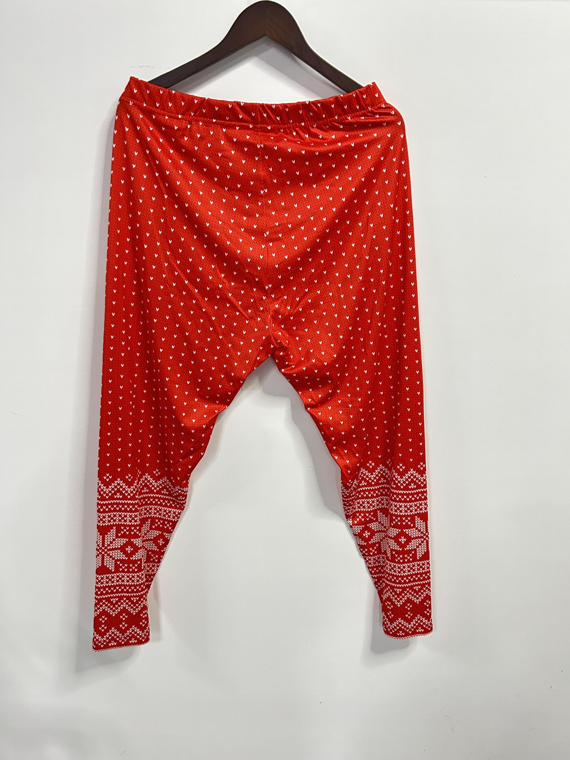 Heart & Snowflake Print High Rise Leggings