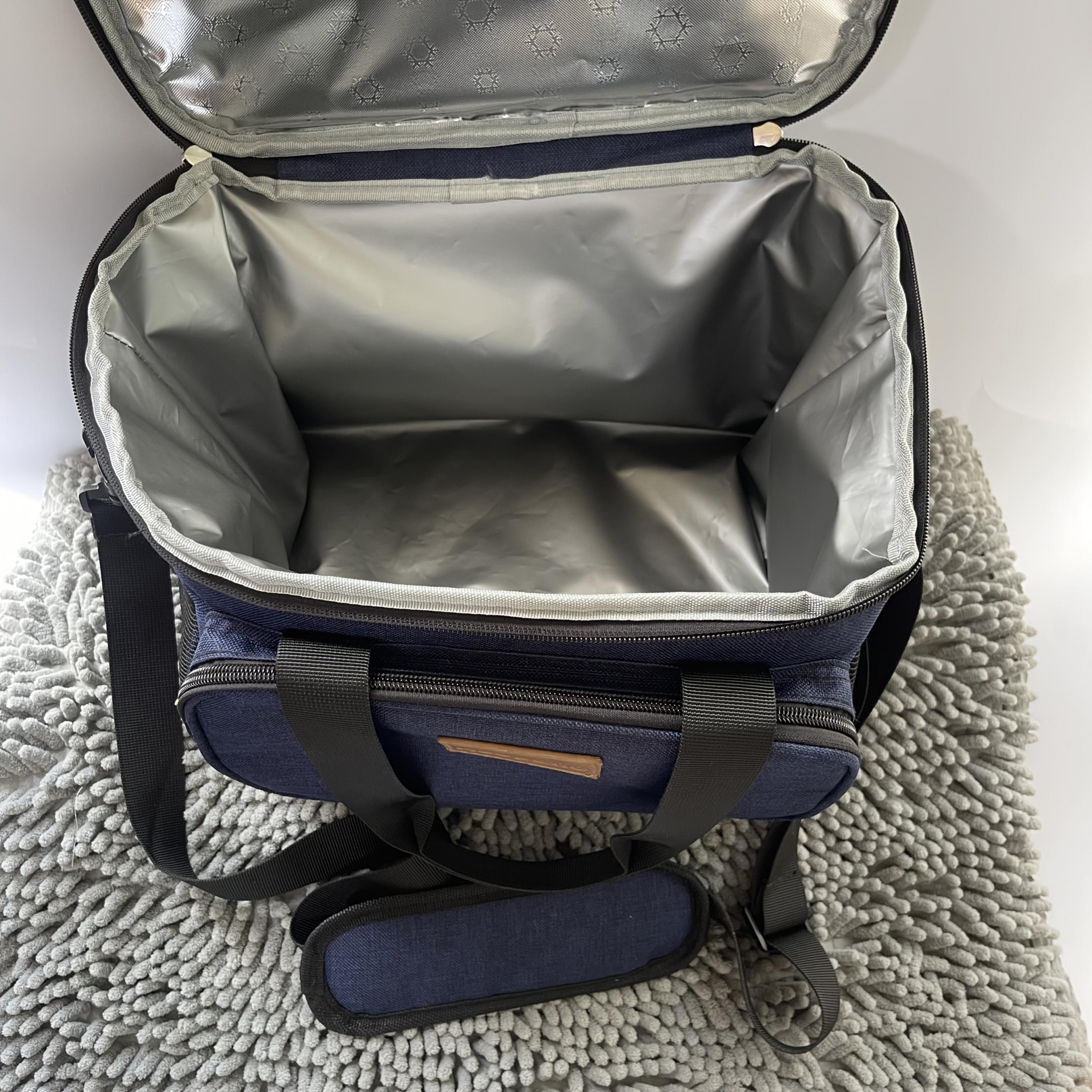 Large Capacity Insulated Lunch Bag High Oxford Fabric Dual Zipper Compartments