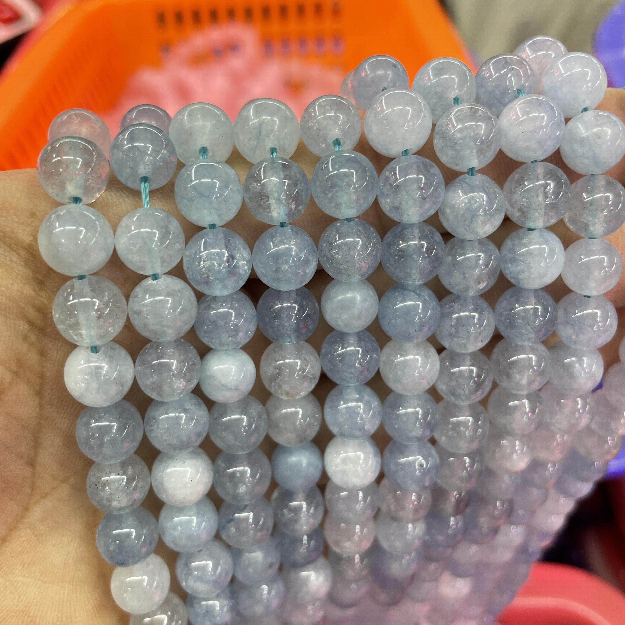 6 8 10MM Natural Aquamarine Beads for Jewelry Making DIY