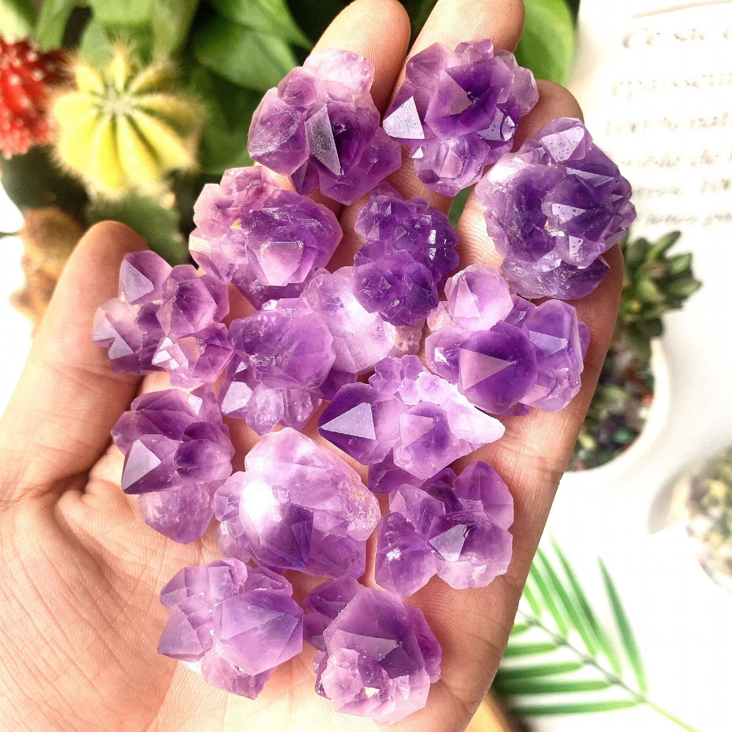 2 Natural Amethyst Flower Cluster Raw Stone Healing Crystals