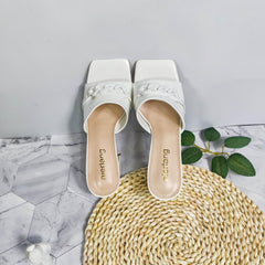 Women's Chain Decor Mule Sandals High Heels