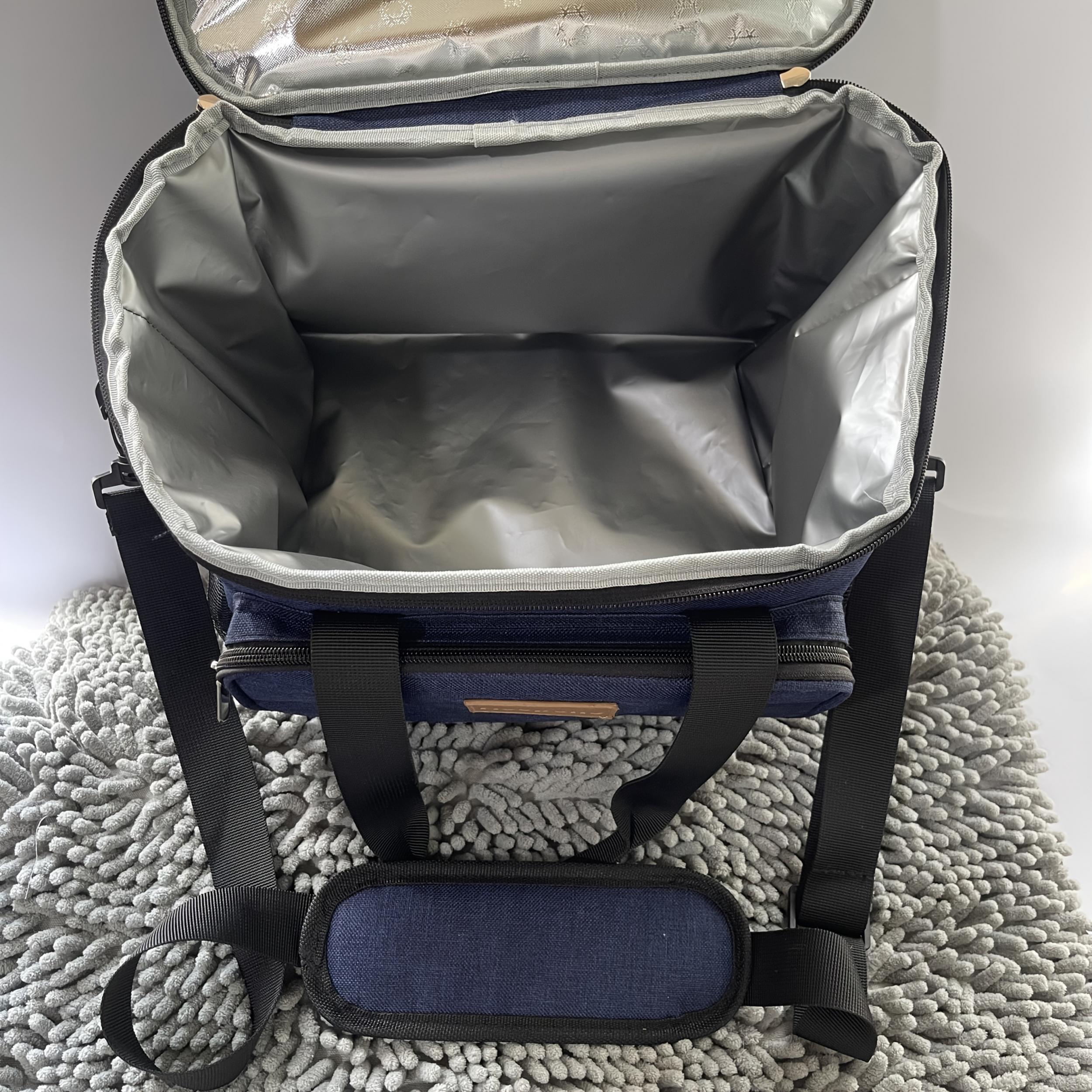 Large Capacity Insulated Lunch Bag High Oxford Fabric Dual Zipper Compartments