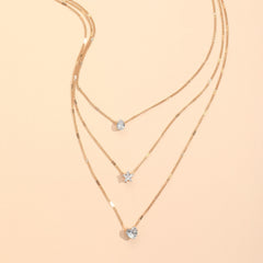 Retro Zircon Necklace Star Water Drop Pendant Clavicle Chain