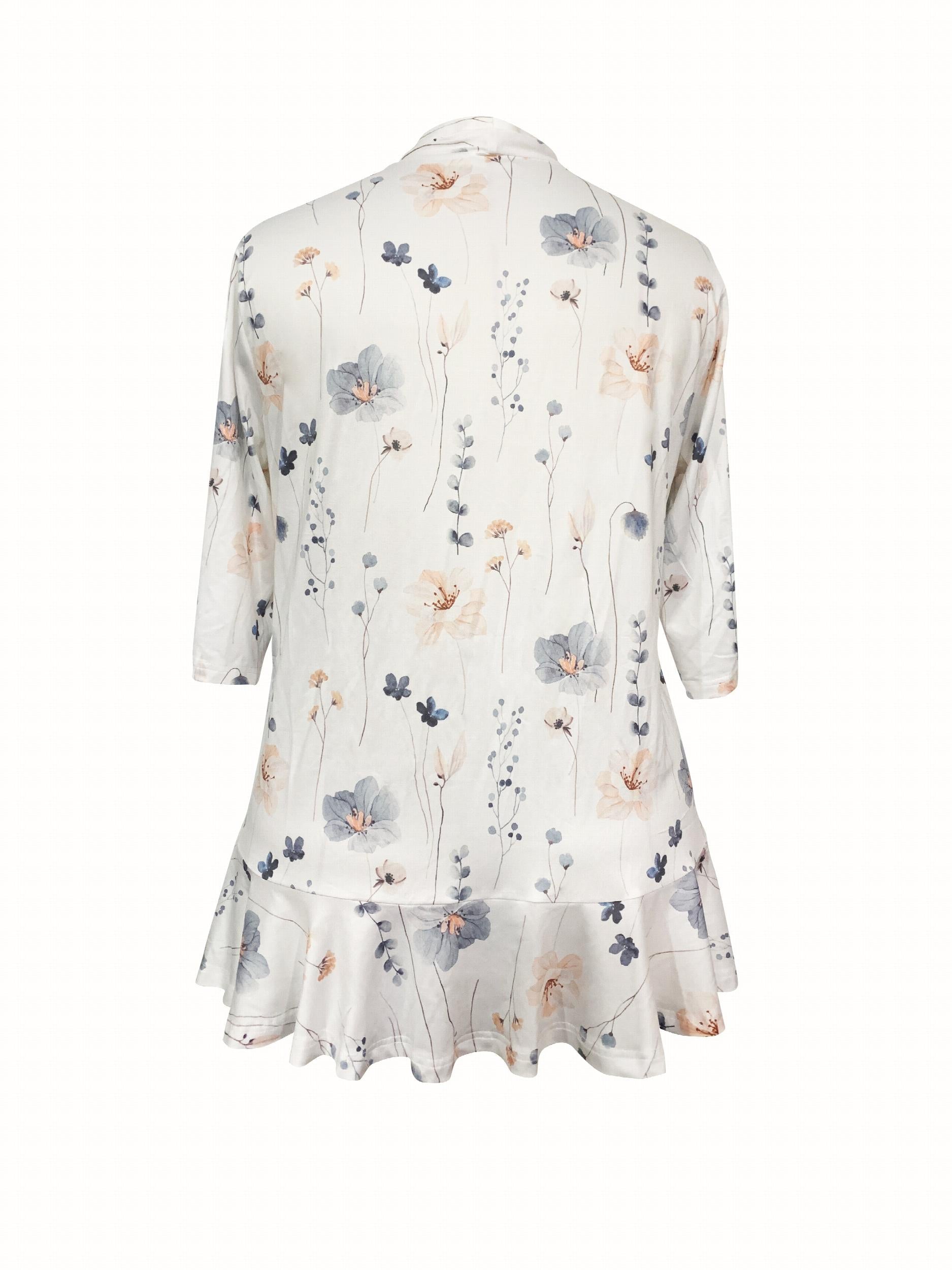 Casual Floral Print Half Sleeve Cardigan