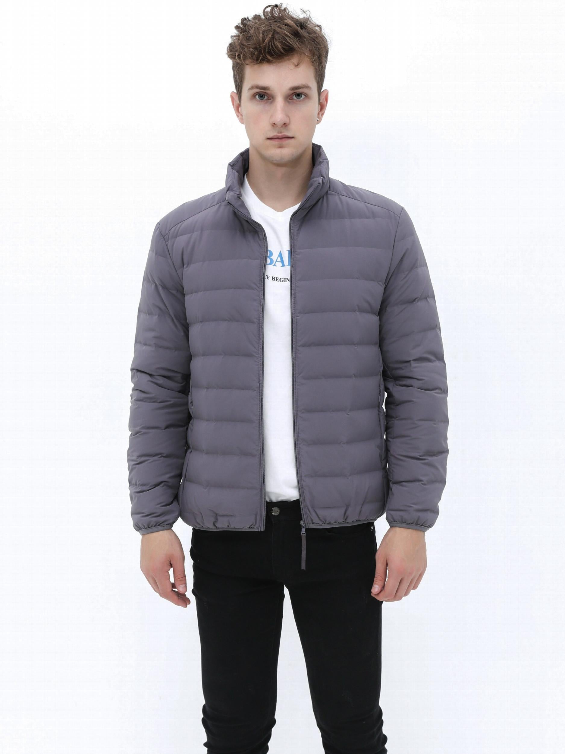 Men's Lightweight Puffer Jacket Stand Collar Outwear for Fall Winter