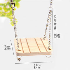 Natural Wood Swing Small Pet Hamster Toy Hanging Chain Swing