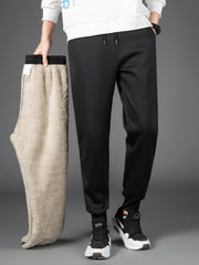 Men's Winter Fleece-Lined Pants Outdoor Sports Camping Hiking