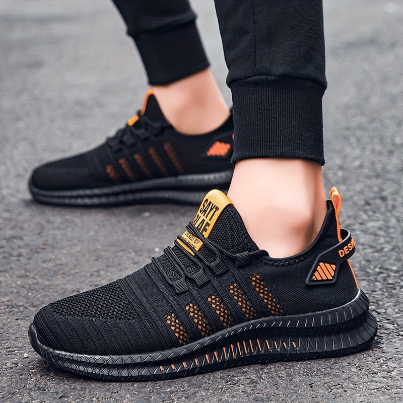 Men's Striped Walking Shoes Casual Outdoor Comfortable Lace up Sneakers