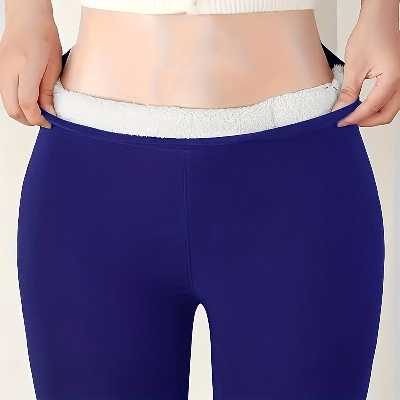 Plush Lined Opaque High Waist Thermal Leggings Women's Stockings