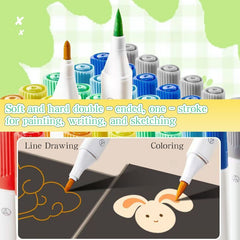 24 Dual Tip Art Markers Set Non Bleed Water Based Ink