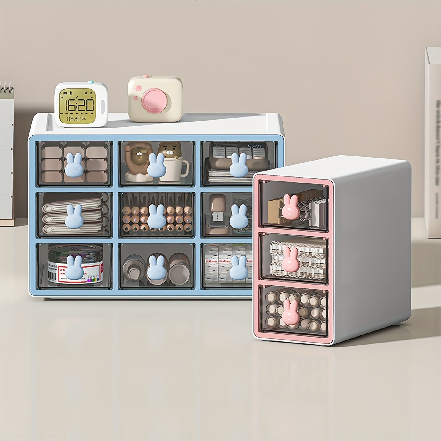 Three Layer Storage Box Office Utensils Transparent Drawer Storage Desk