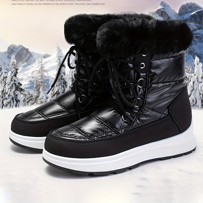Women's Waterproof High Top Snow Boots Fleece Winter Warm Shoes