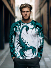 Scorpion Print Men's Long Sleeve Graphic T shirt Casual Comfy Tees