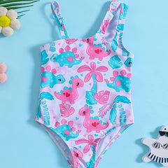 Adorable Dino Graphic 1pc Swimsuit Girls Hawaii Vacation Summer Clothes