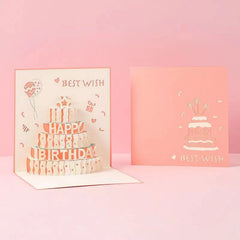 3D Birthday Cake Greeting Card for Anniversary, 1pc