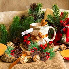 10pcs Christmas Red Berry Picks Holly Branches Pine Needle DIY Decoration