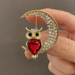 Owl Moon Brooch Men Animal Pin Clothing Fixed Buckle Pin Brooch Gift