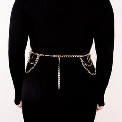  Layered Waist Chain Metal Tassel Dress Girdle for Women