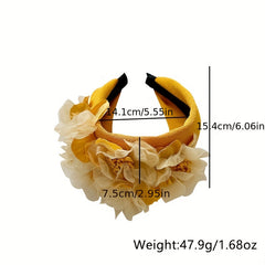 Boho Wide Headband For Women Girls Simulation Flower Head Hoop