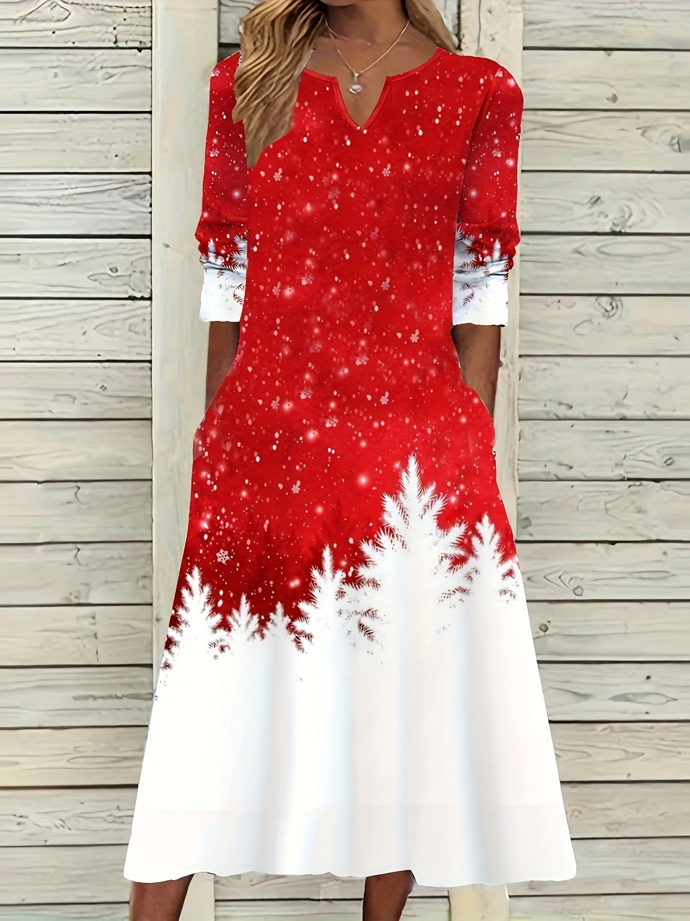  Colorblock Long Sleeve Dress With Pockets