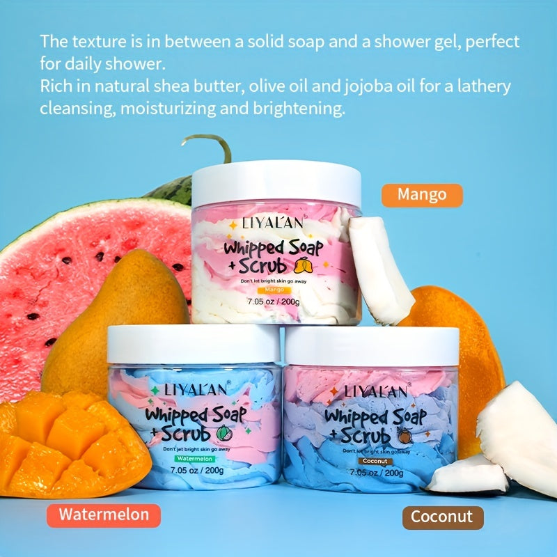 LIYALAN Fruity Scent Foaming Bath Soap with Shea Butter 200g