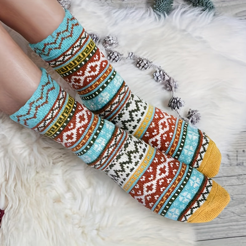Geometric Pattern Women's Mid Tube Socks