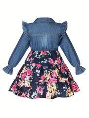 Girl's Collared Floral Tunic Dress For Party Going Out