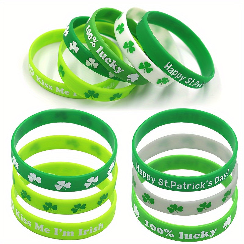 St. Patrick's Rubber Bracelet - Letters & Shamrock Graphics - Lucky Wristband
