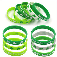 St. Patrick's Rubber Bracelet - Letters & Shamrock Graphics - Lucky Wristband