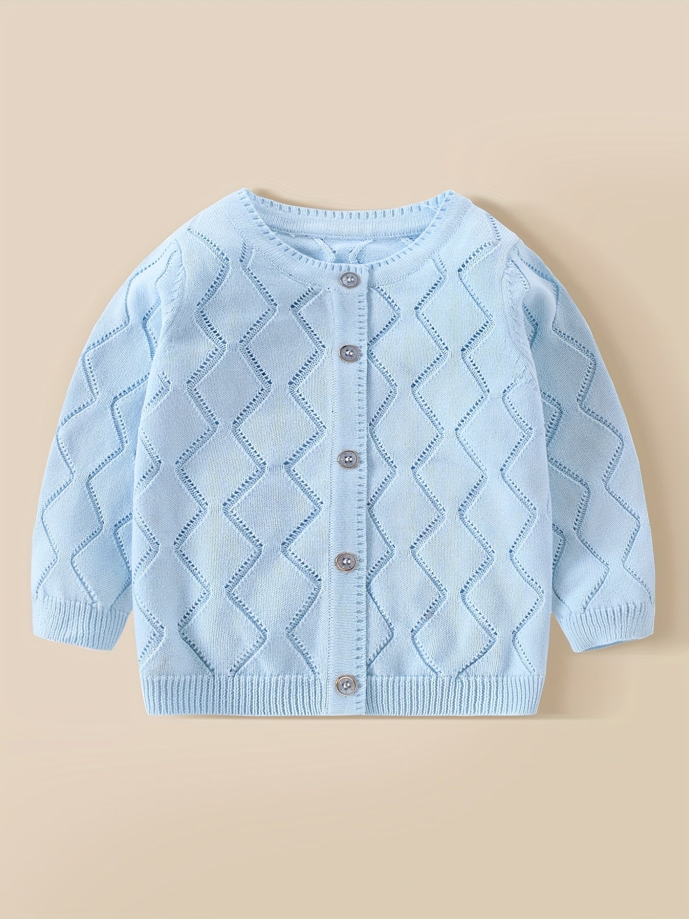 Toddler Baby Knit Cotton Cardigan Button Up Crew Neck Casual Sweater