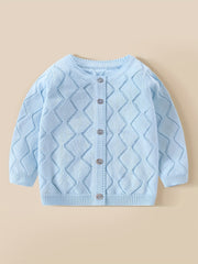Toddler Baby Knit Cotton Cardigan Button Up Crew Neck Casual Sweater