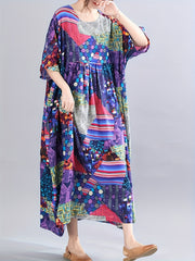  Allover Print Loose Maxi Dress