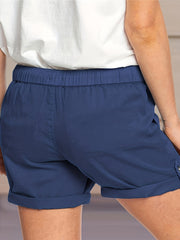 Solid Drawstring Shorts With Pockets Women's Clothing