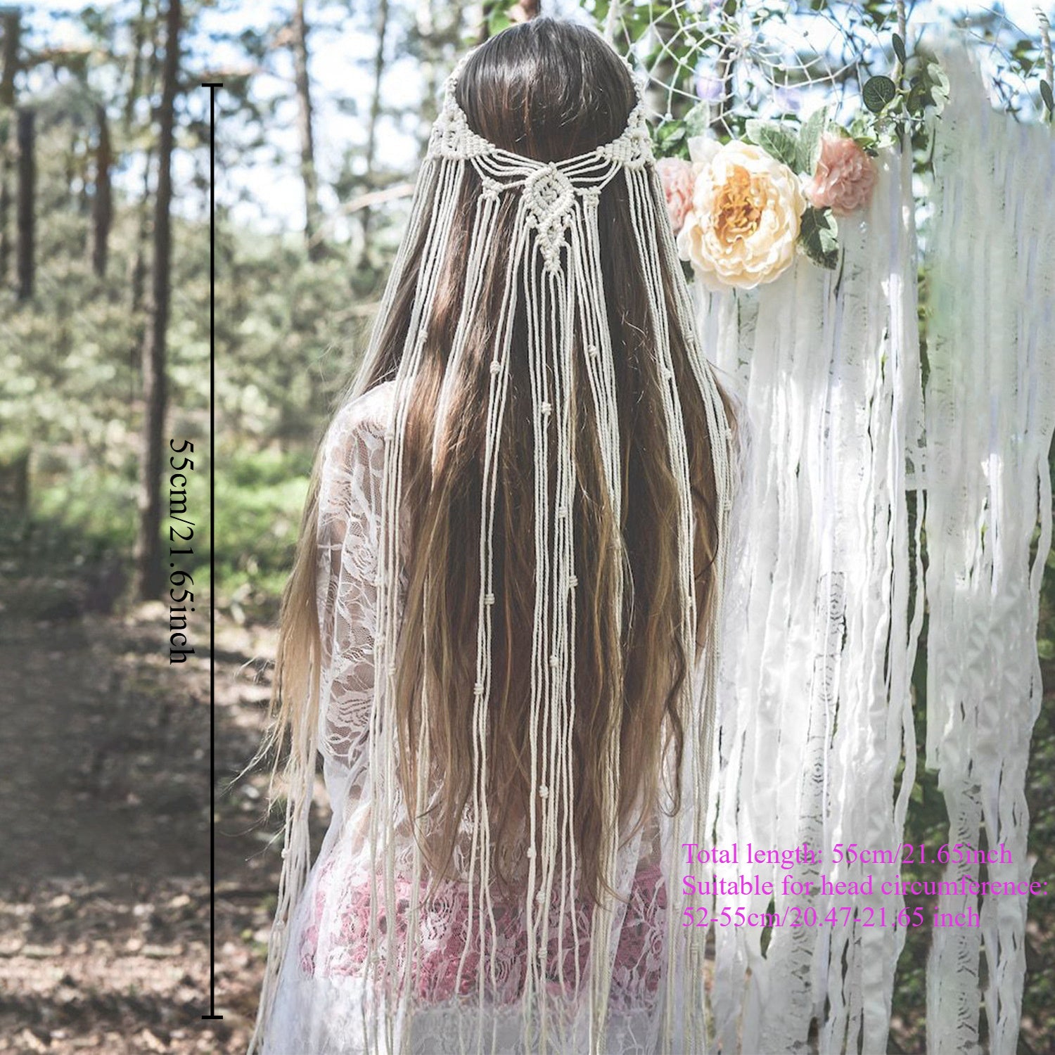 Boho Wedding Headband Beige Brown Bridal Veil Hairband for Women