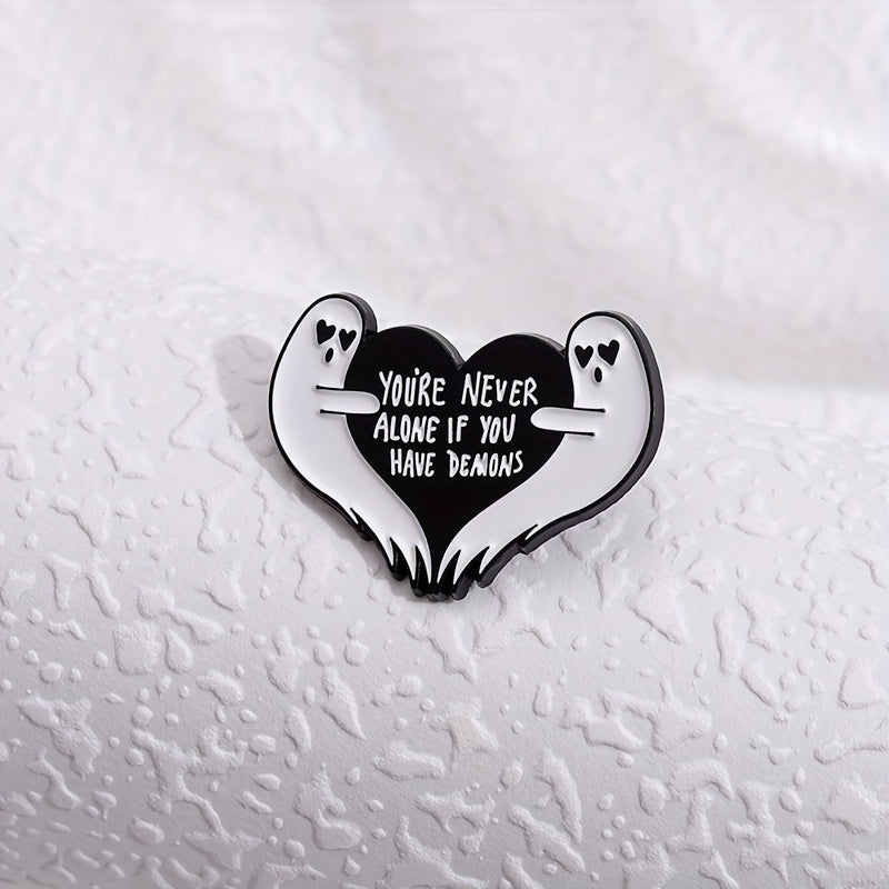 Never Alone If You Have Demons Cartoon Brooch Pin