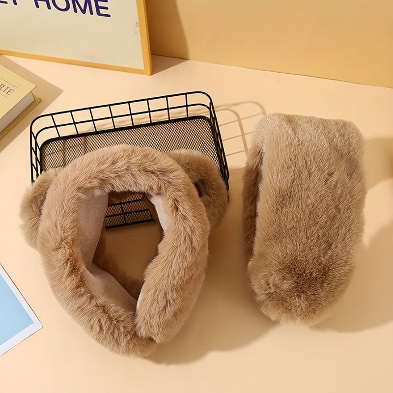 Cozy Bear Earmuffs Plush Warm Ear Covers Beige